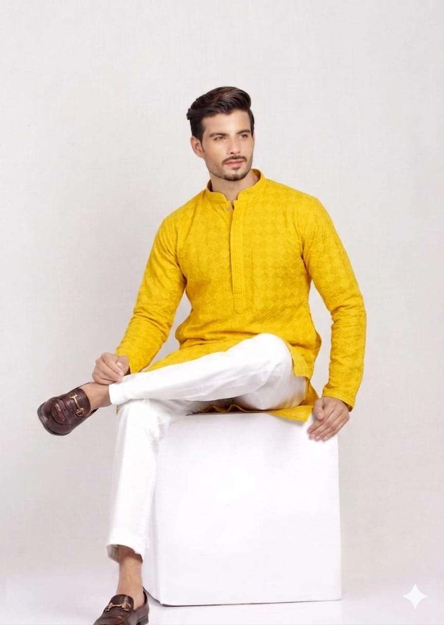 SHAKTI GANPATI & DIWALI FESTIVAL MENS WEAR RAYON CHIKAN KURT...