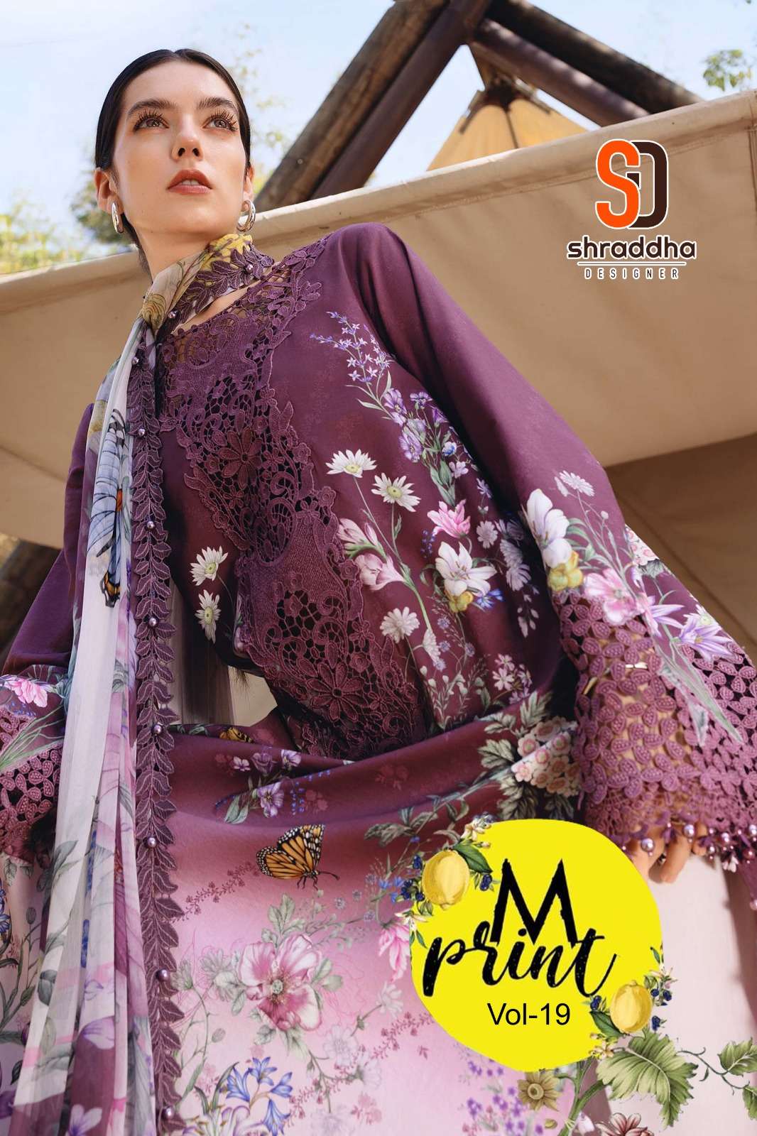 SHARADDHA DESIGNER M PRINT VOL 19 LAWN COTTON PRINTED AND WO...