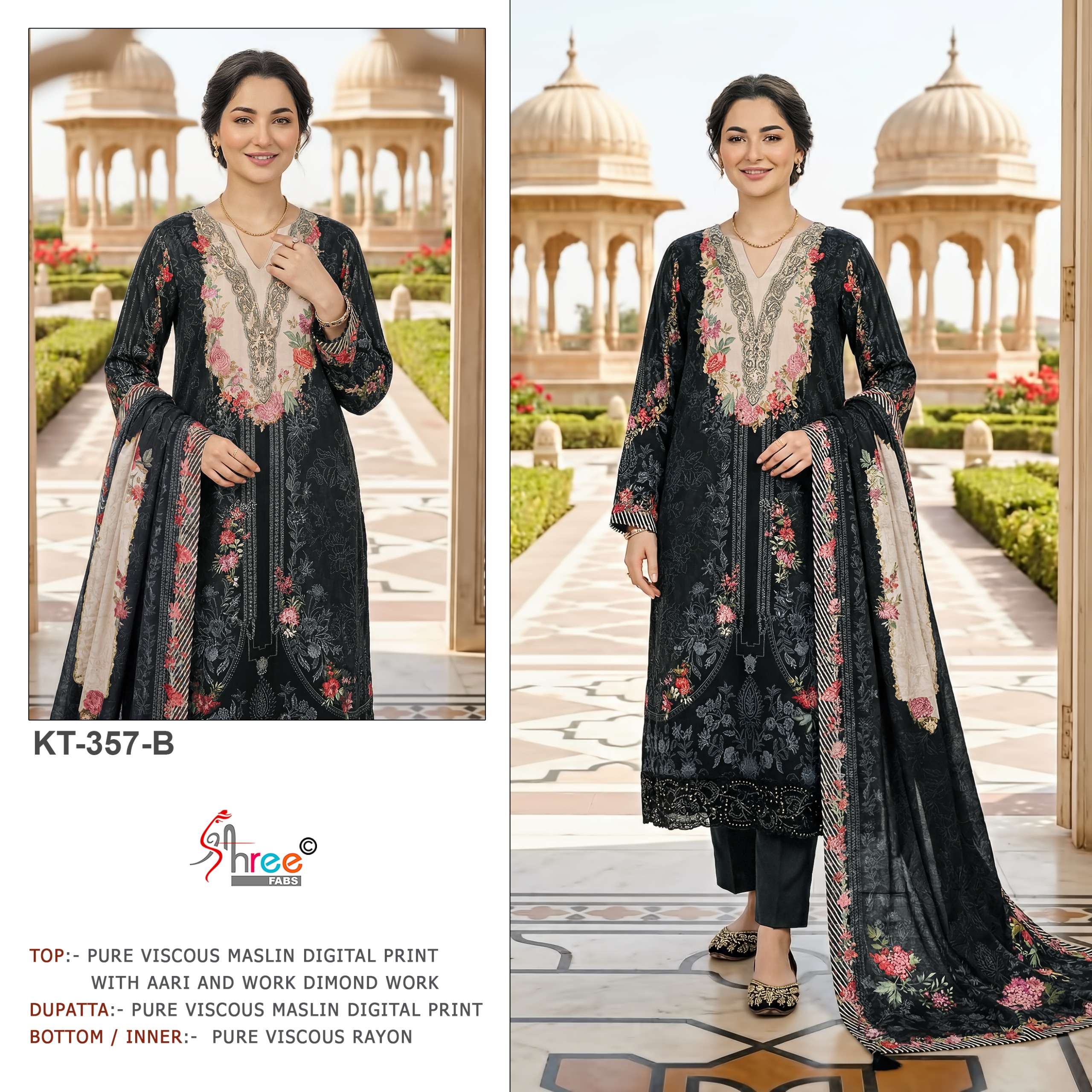 SHREE FABS KT 357 VISCOSE MUSLIN DESIGNER SALWAR KAMEEZ WHOL...