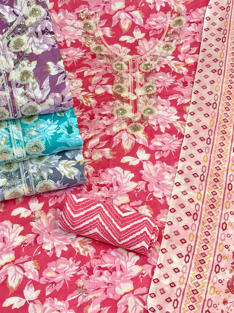 SIARA COTTON PRINT BEATS WORK SALWAR SUIT COMBO SURAT MARKET...