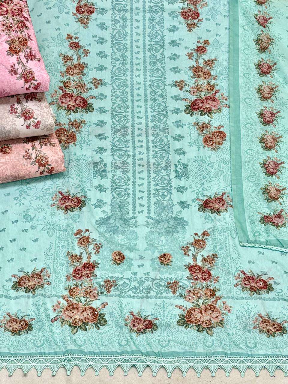 SIARA MALL CHANDERI DIGITAL AND WORK SALWAR SUIT 4 COLOR MAR...
