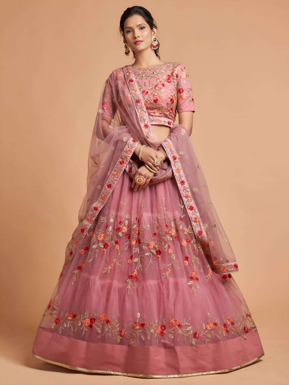 Soft and cute bright dusty pink colour with beautiful and el...