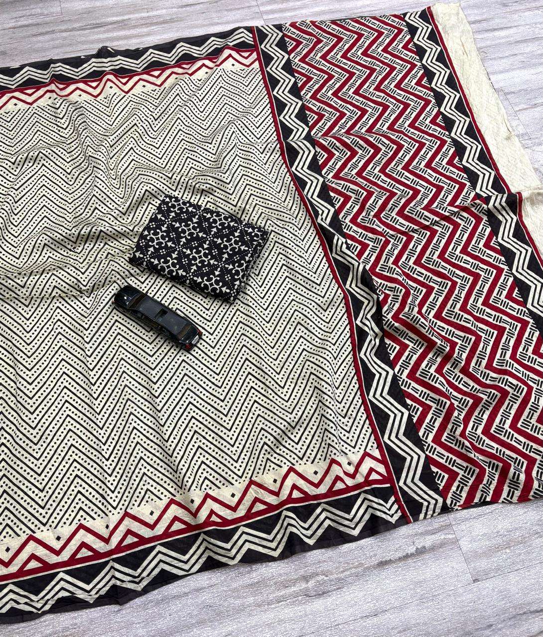 Soft and pure Mal Chanderi Cotton fabric Handicraft Ajrakh P...
