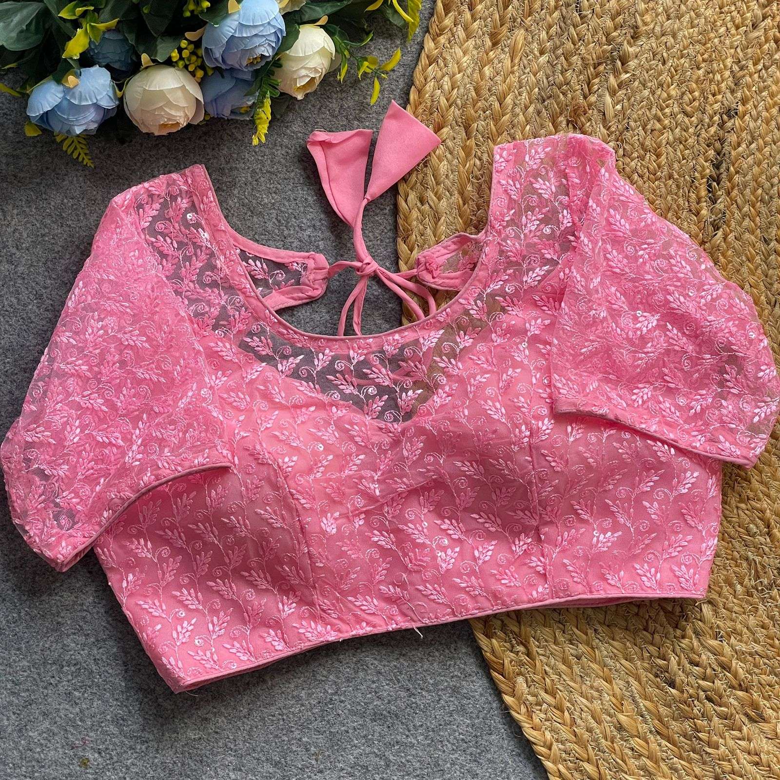 soft and pure Nylon comfortable fancy fabric blouse reseller...