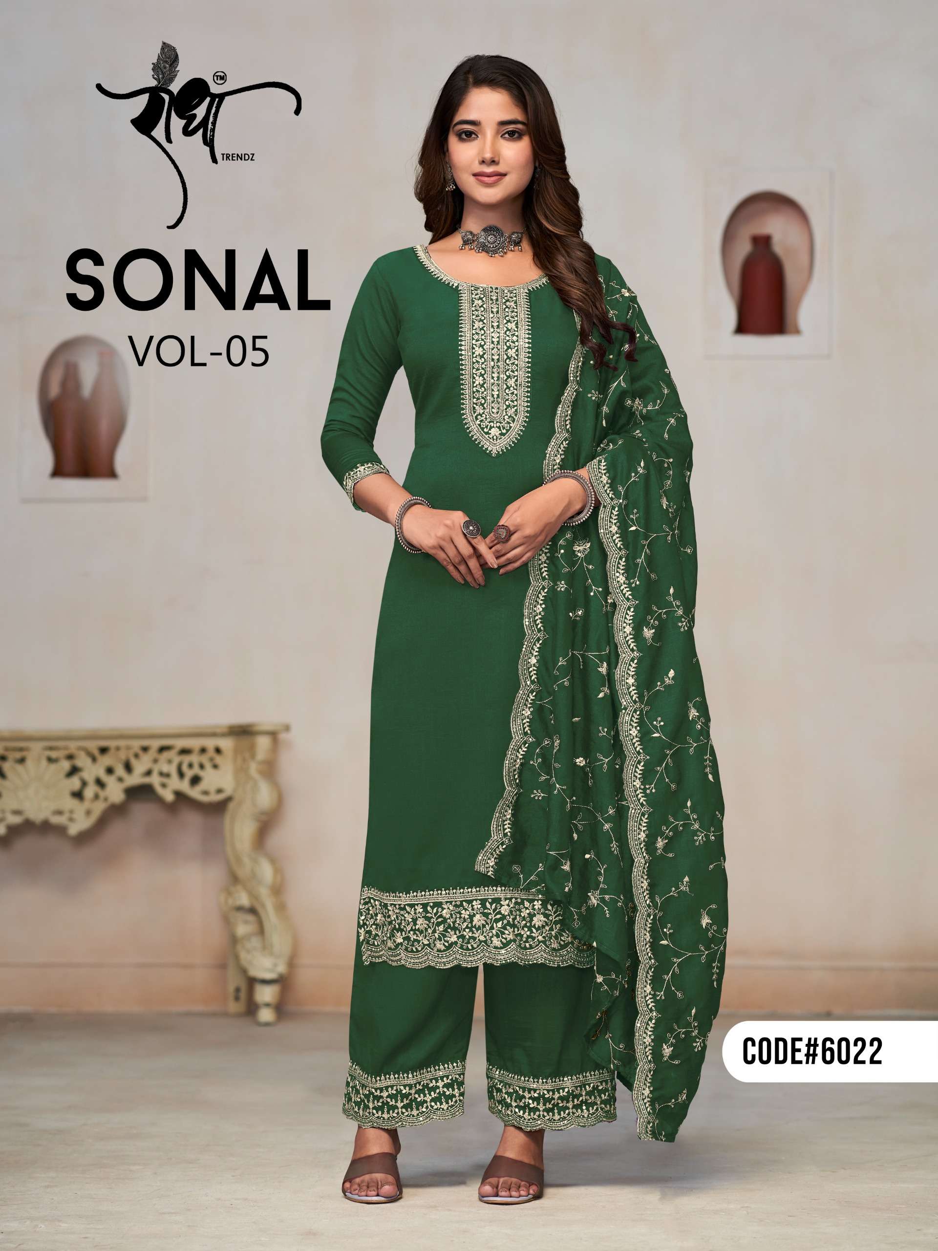 SONAL VOL 5 TRADITIONAL EMBROIDARY WORK 3 PIECE SUIT FOR FUN...