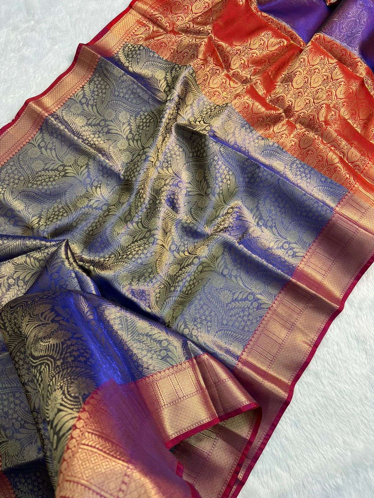 SRILEELA BANARASI SOFT AND PURE KANCHI TISSUE SILK FABRIC SA...