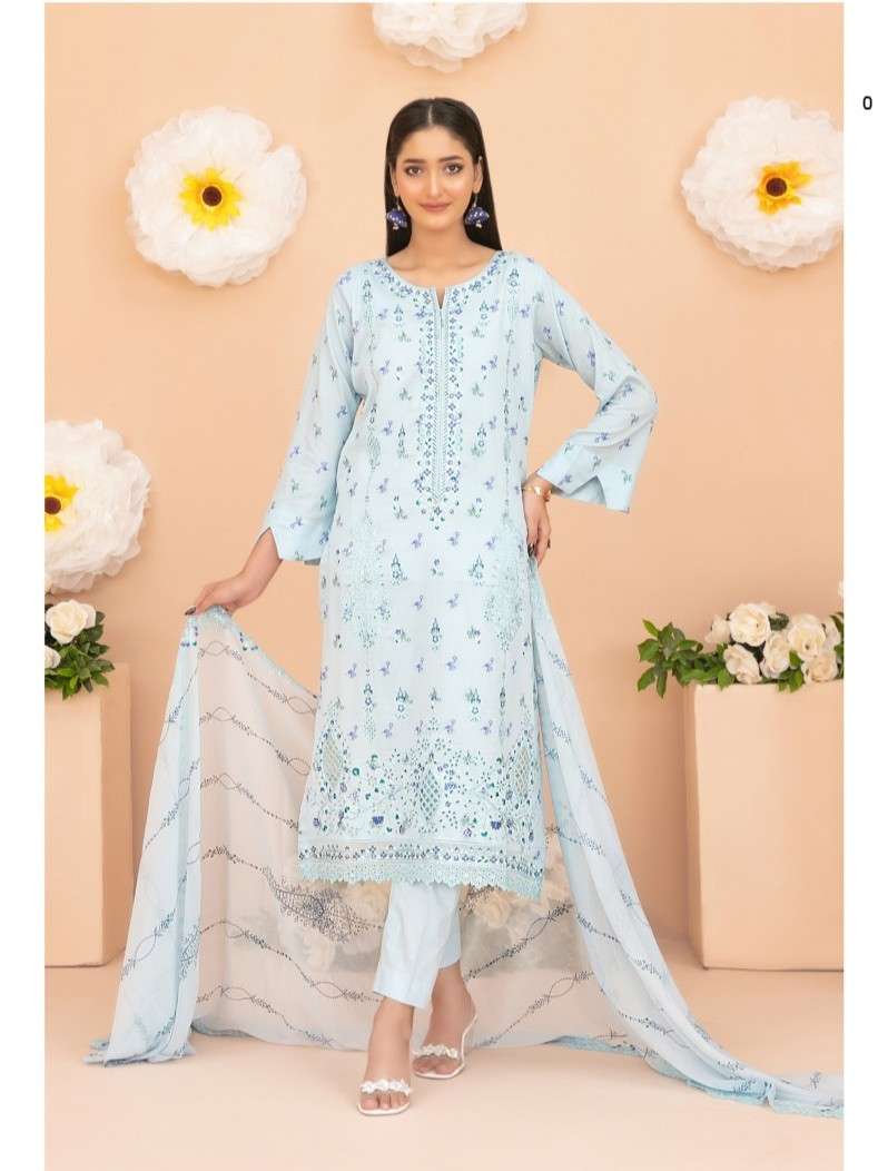 TAWAKKAL MUBSIRA EMBROIDERY BROSHIA BOTI LAWN SALWAR SUIT RI...