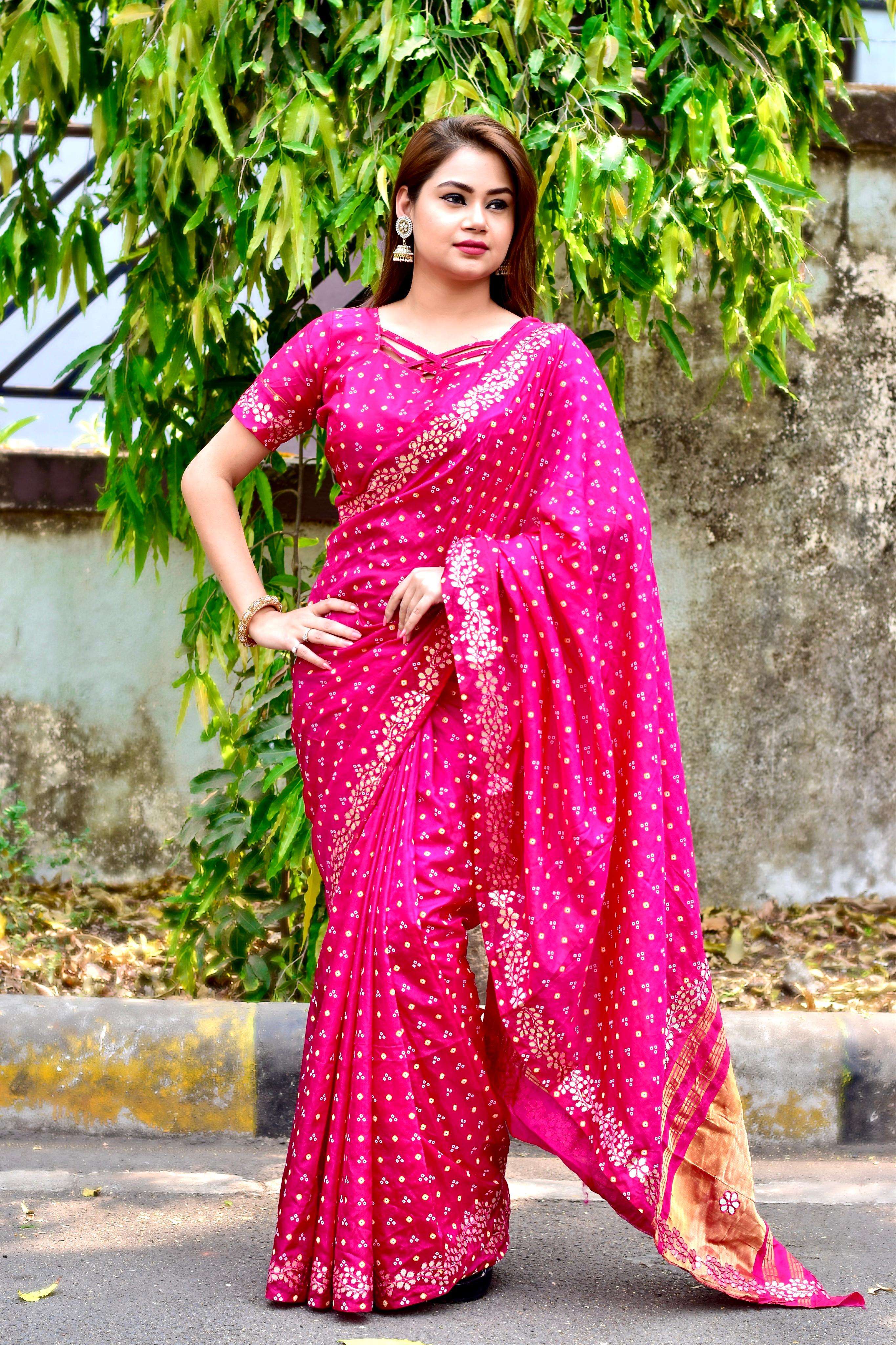 Teen Dani Vol 2 New and craft Bandhani traditional Silk fan...