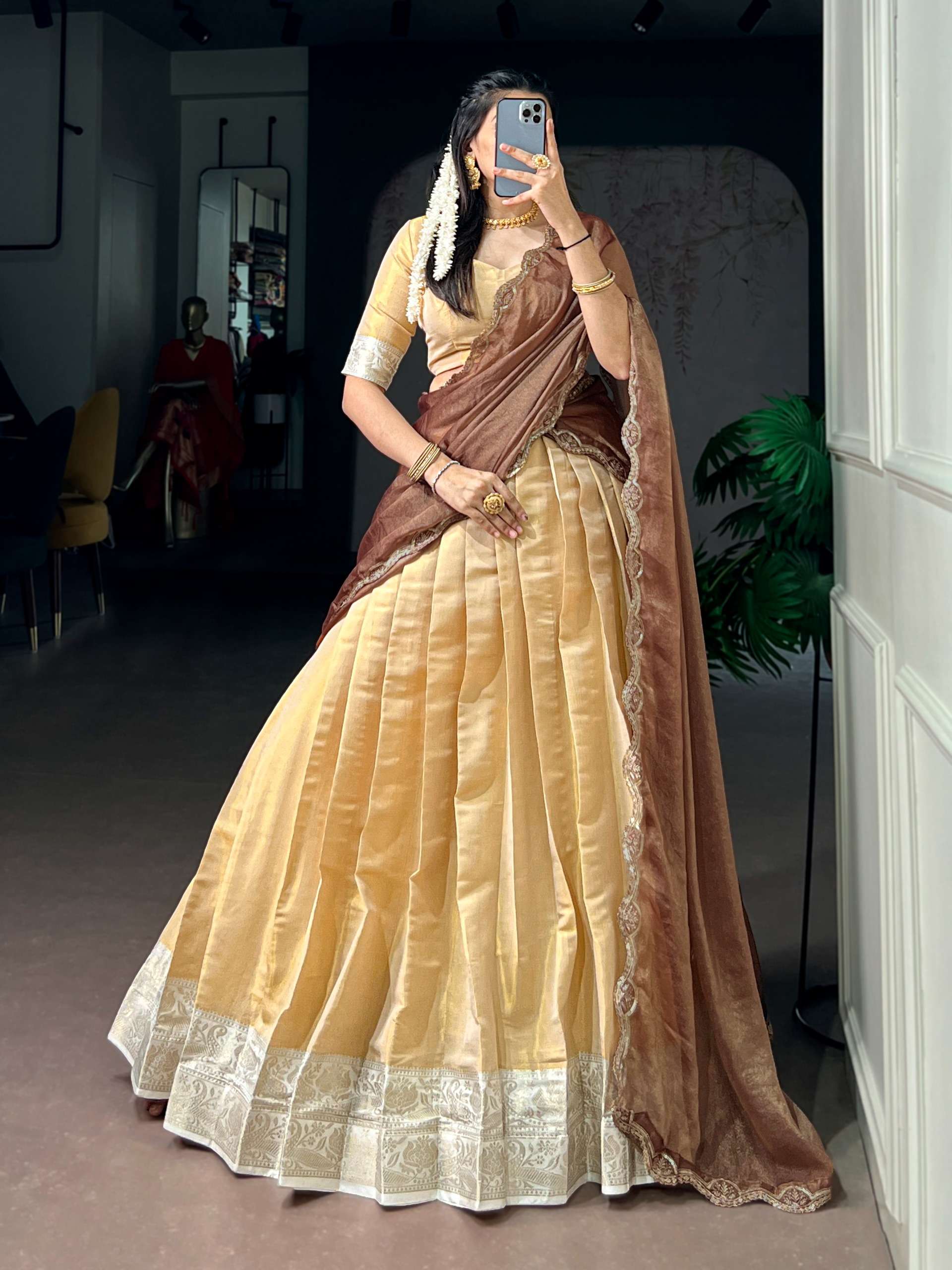The beauty of Kanchipuram silk fabric lies in its timeless e...