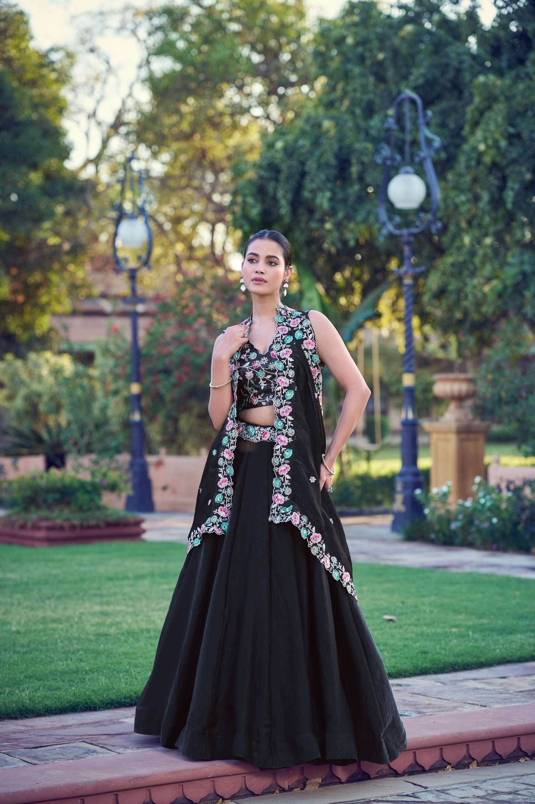 This black Colour lehenga choli stands out with its soft Fan...