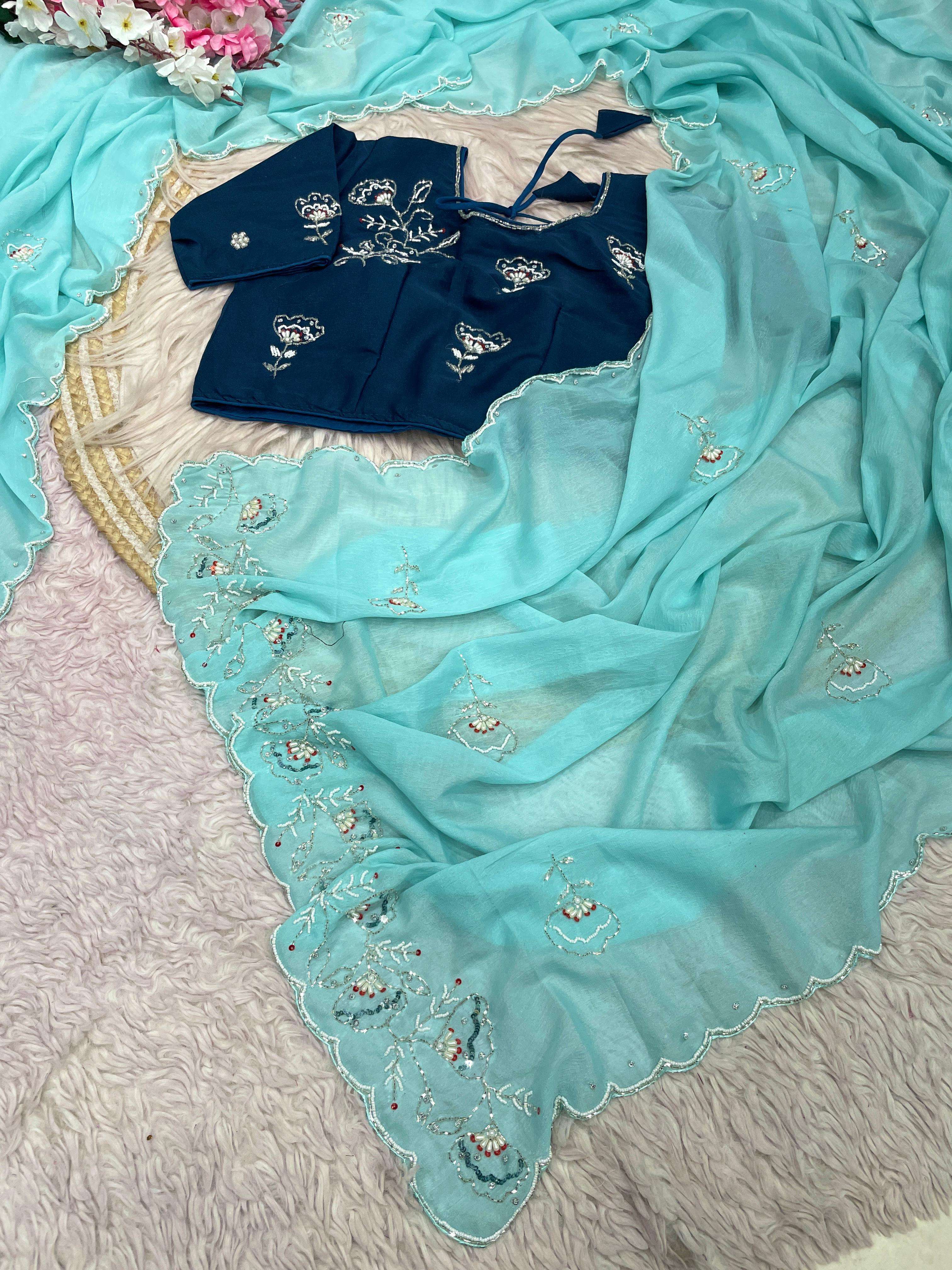 Trending Designer fancy Chiffon and classic fabric saree who...