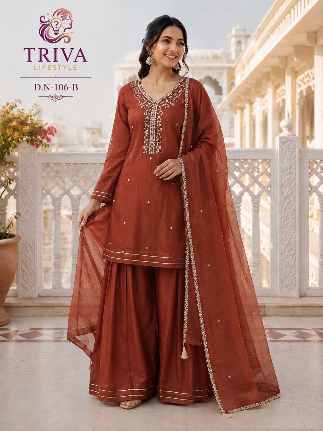 TRIVA LIFESTYLE 106 CRUNCHY SILK WITH EMBROIDERY FARSHI SALW...