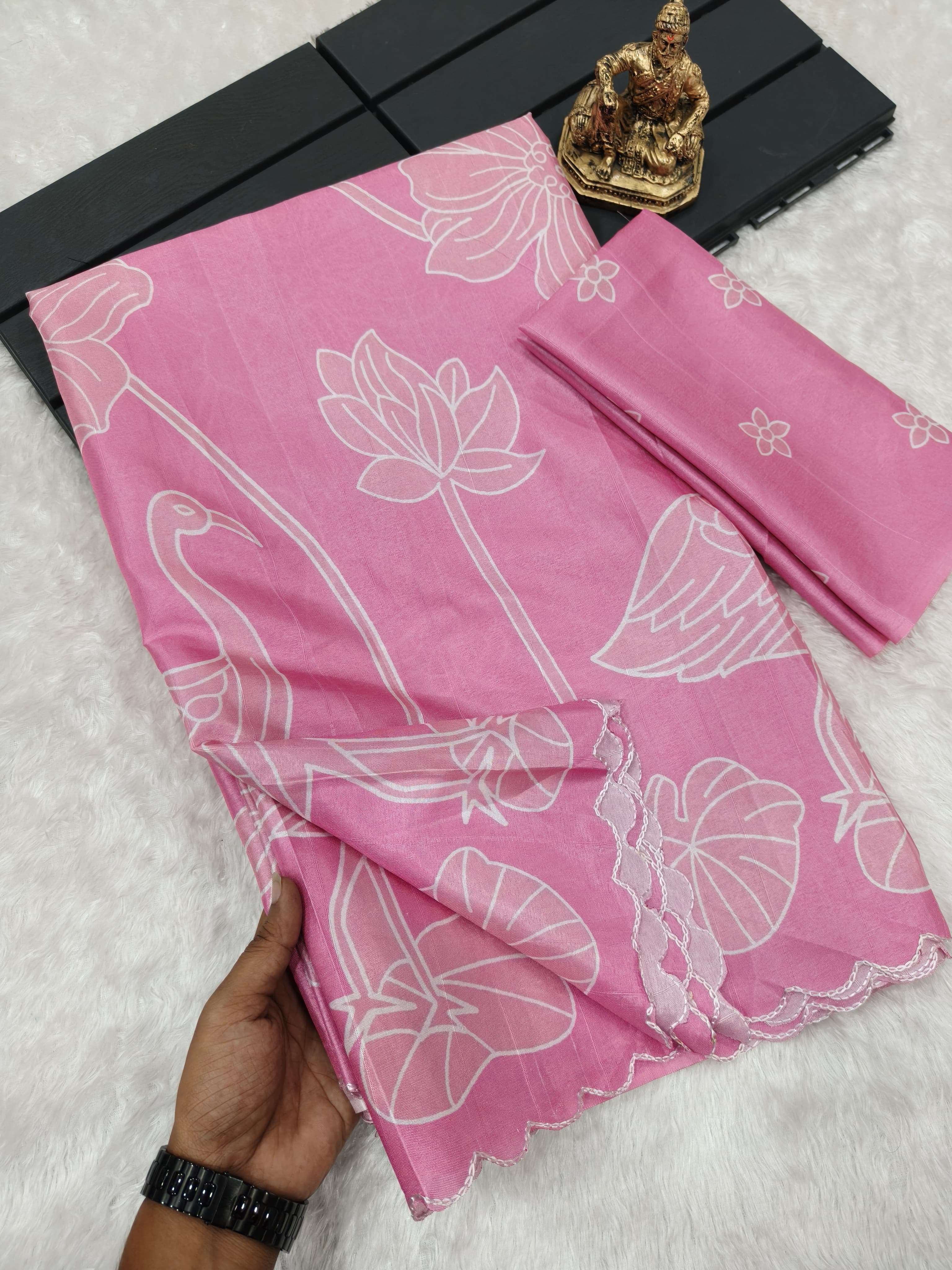 White bird Heavy handloom tussar silk fabric beautiful bird ...