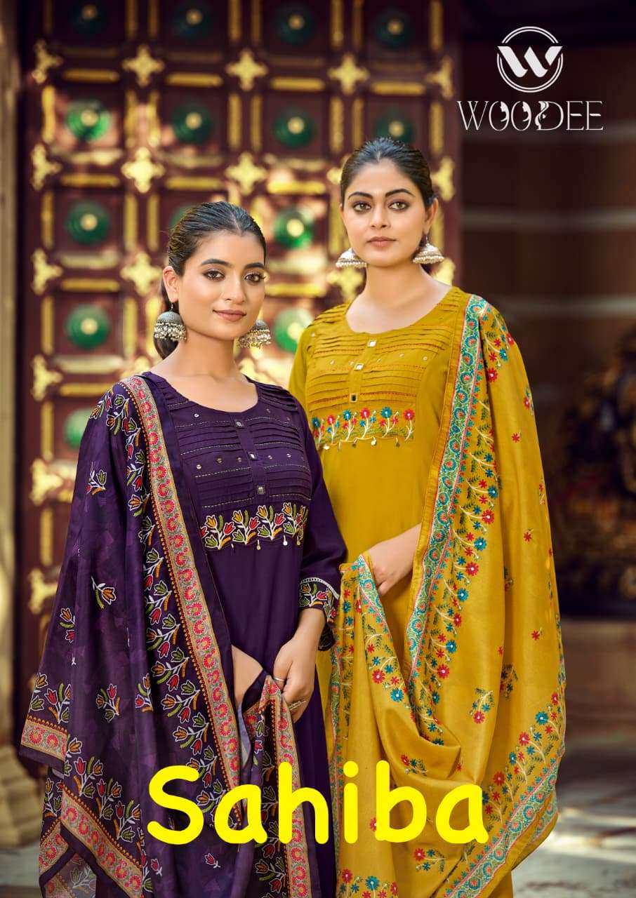 WOODEE SAHIBA BRAND GOOD QUALITY RAYON 3 PIECE SUIT CATALOGE...