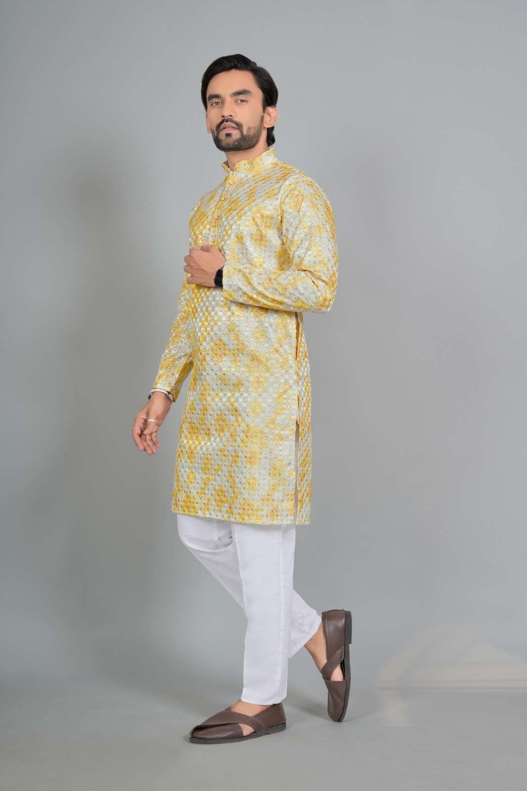 YUG INDIAN TRADITION REYON DIGITAL WORK KURTA MENS COLLECTIO...