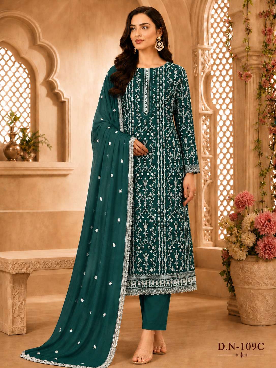 109 COLOUR EXCLUSIVE READYMADE SUIT CRUSH WITH HEAVY EMBROID...