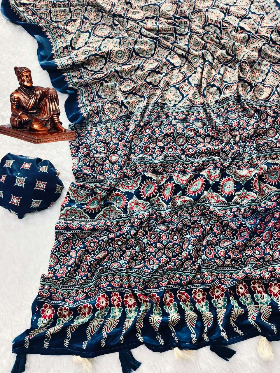   AAINA VOL 3 KASTURI CREPE FABRIC WITH BESAUTIFUL AJRAKH PR...