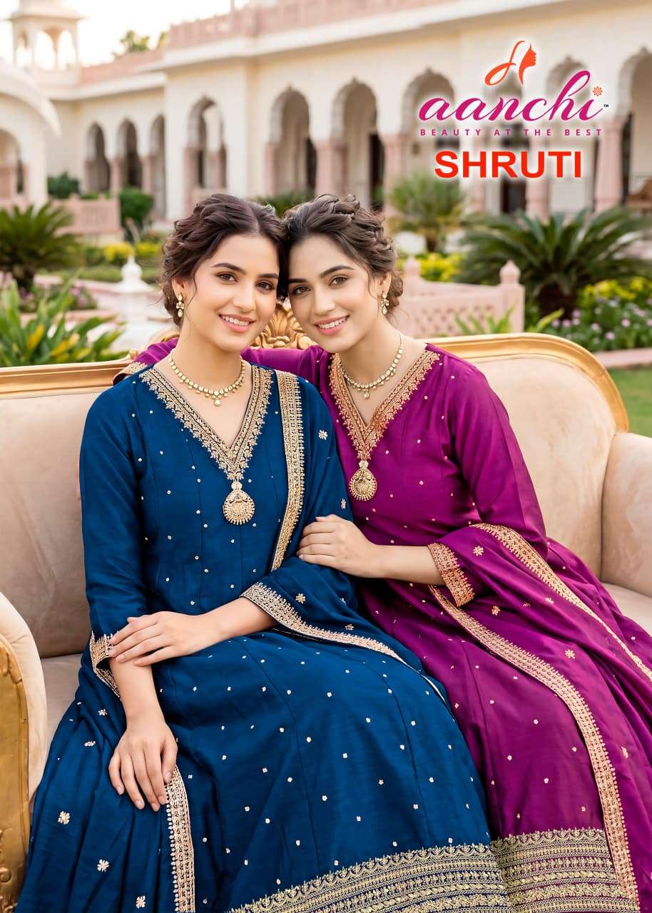 AANCHI SHRUTI VICHITRA SILK FANCY DUPATTA WORK SALWAR SUIT C...