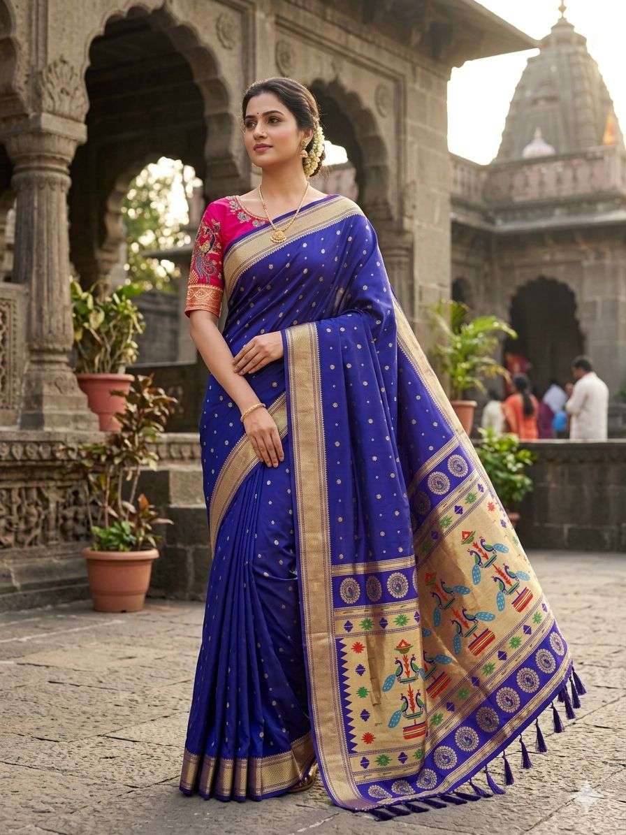 Aari Work Paithani 1 Soft and pure Pethani silk  fancy fabri...