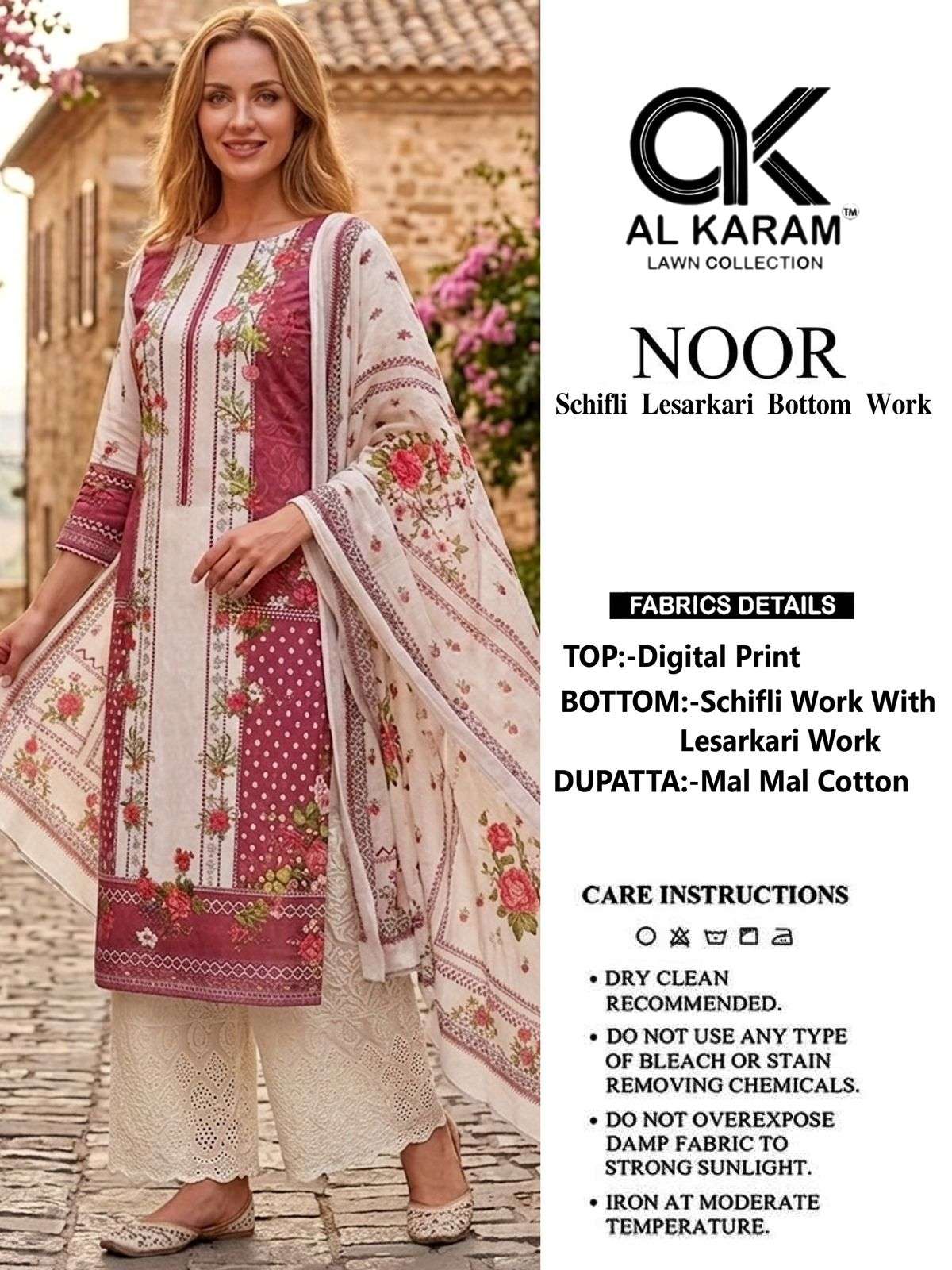 AL KARAM NOOR EPLICE BOTTOM COTTON LESARKARI WORK PAKISTANI ...