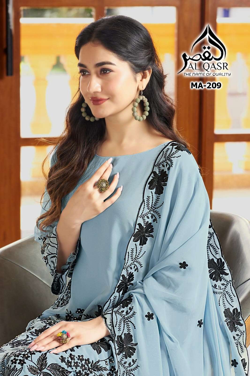 AL QASR MA 209 PAKISTANI EID SPECIAL VISCOUSE CHINON EMBROID...