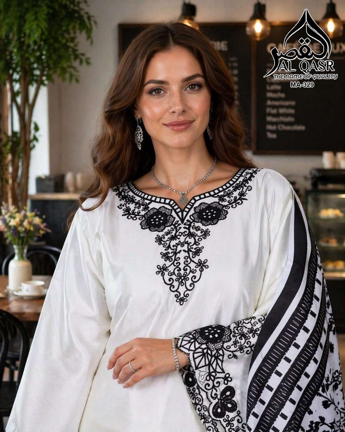 AL QASR MA 329 PAKISTANI TRAINDING SATIN WITH EMBROIDERY SUI...