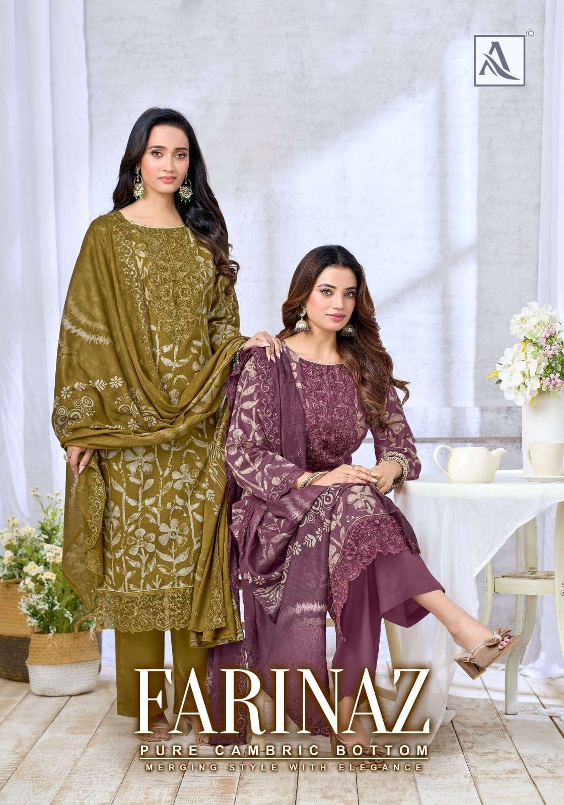 ALOK SUIT FARINAZ CAMBRIC COTTON FOIL PRINT SALWAR SUIT LOW ...