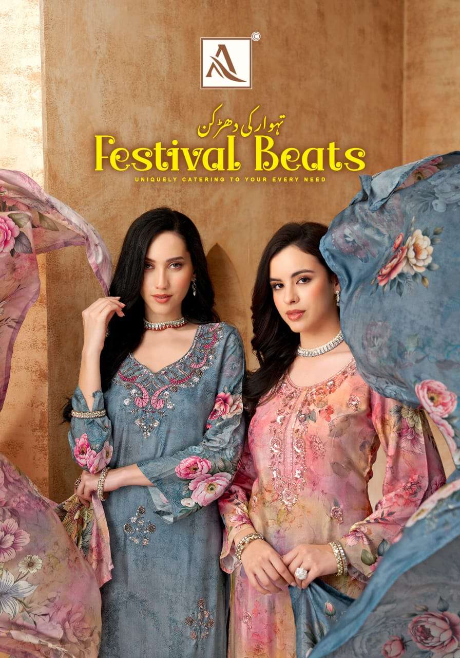 ALOK SUIT FESTIVAL BEATS VISCOSE MASLIN PRINT SALWAR KAMEEZ ...
