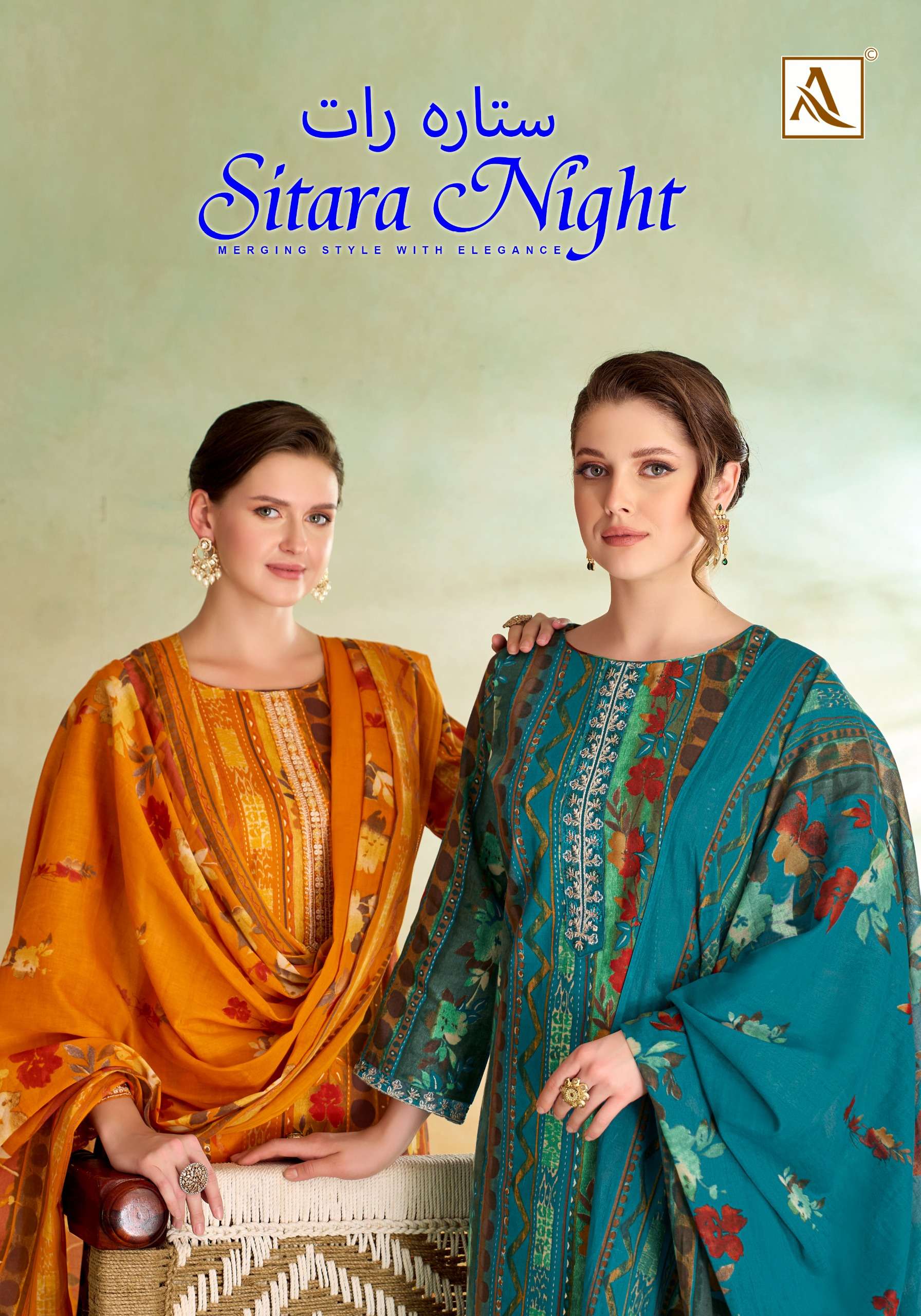 ALOK SUIT SITARA NIGHT ZAM COTTON FOIL PRINT FANCY WORK SALW...