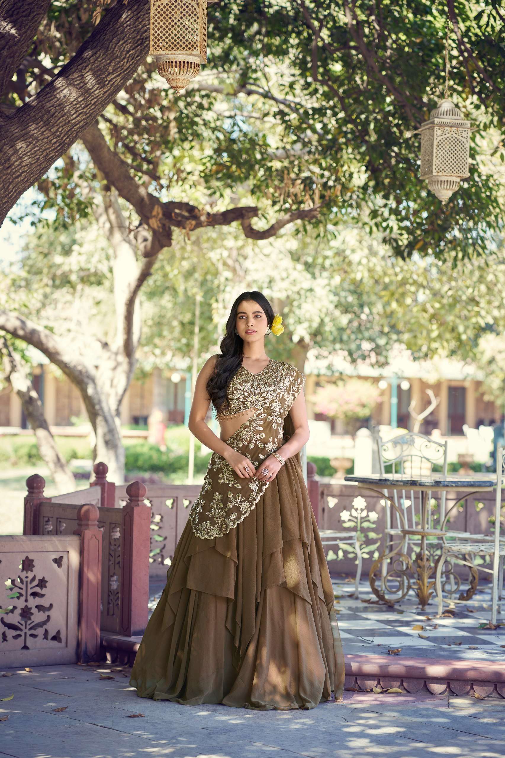  Antraa Crafted in flowy Marble fancy Fabric adorned with e...