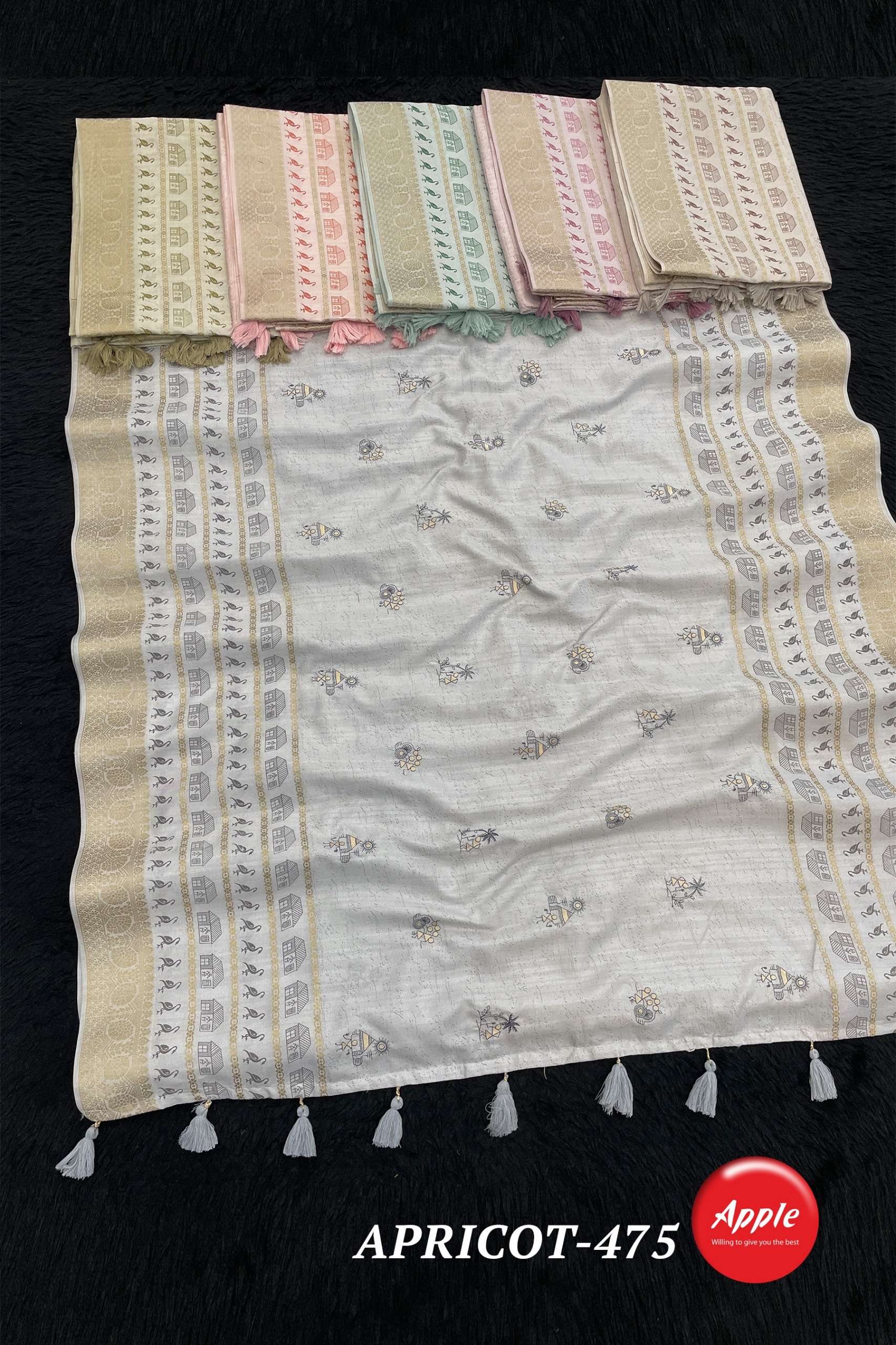 APPLE APRICOT 474 47 476 477 478 479 LINEN KHADI FANCY FABRI...