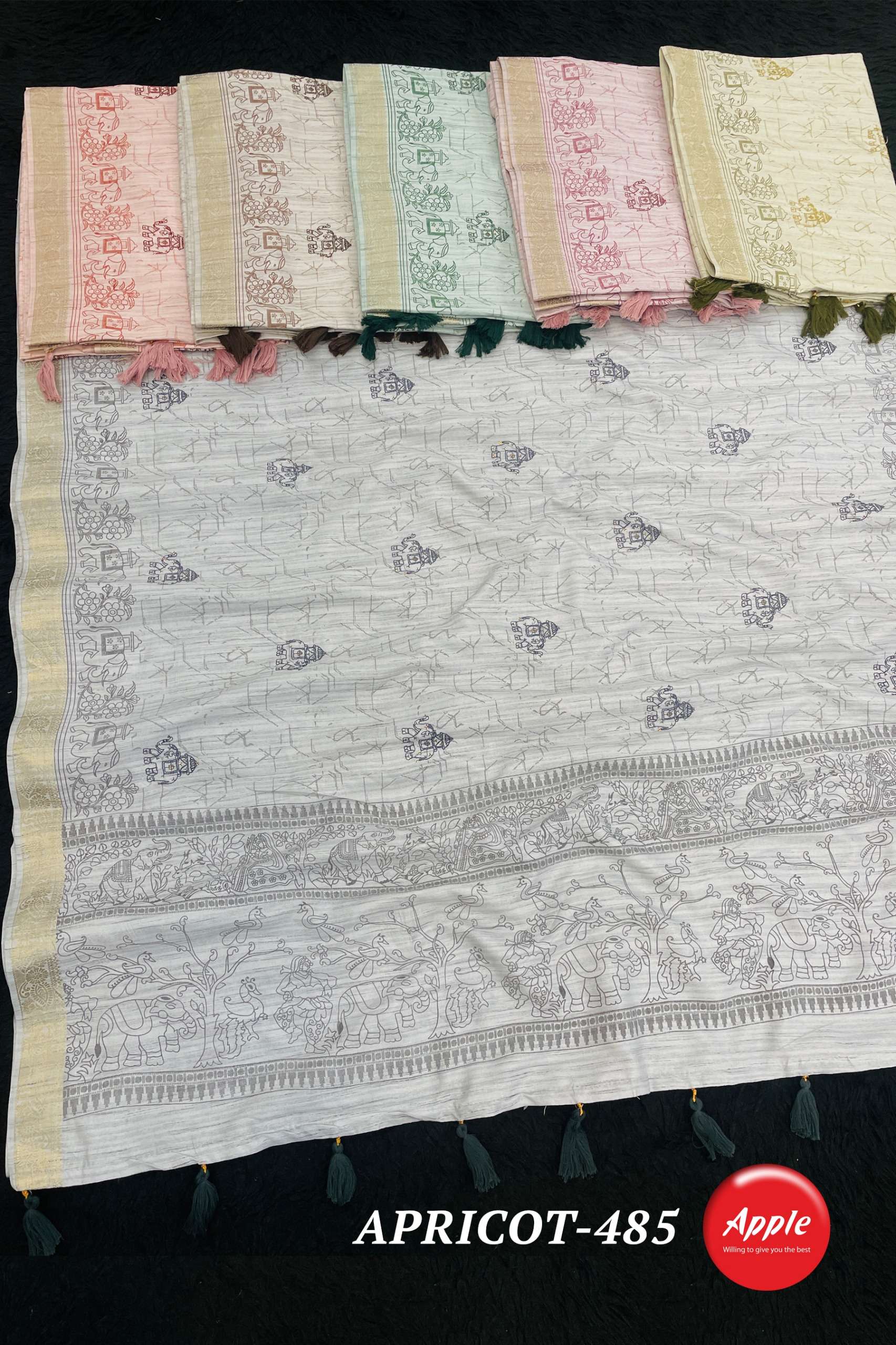 APPLE APRICOT 482483 485 486 487 488 KHADI FABRIC EMBROIDARY...
