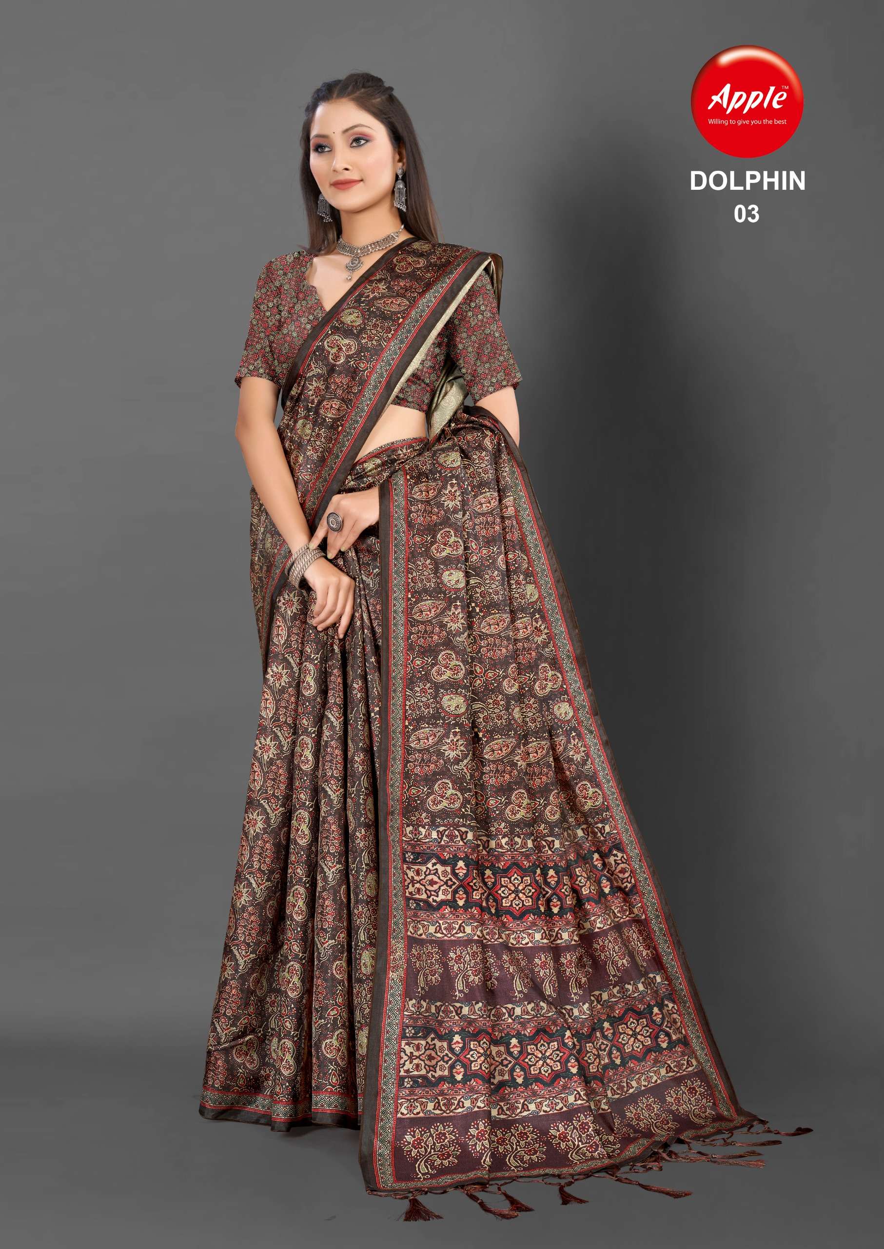 APPLE DOLPHIN KOZI SILK FANCY AND SOFT FABRIC SAREE  PARTY ...