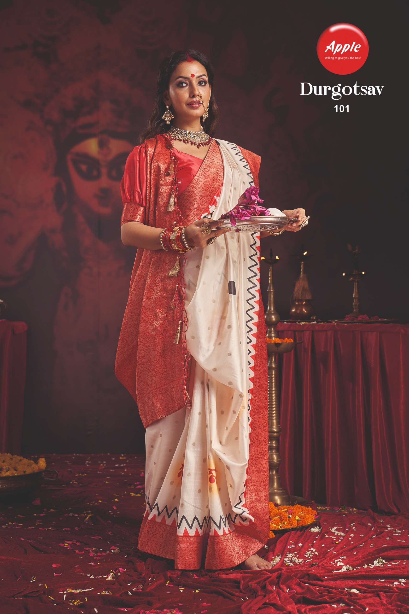 APPLE DURGOTSAV VOL 1 SARTING WEAVE FANCY FABRIC DURGA POOJA...