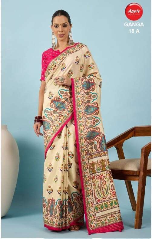 APPLE GANGA SILK BLEND AND EXQUISITE FABRIC SAREE RESELLER I...