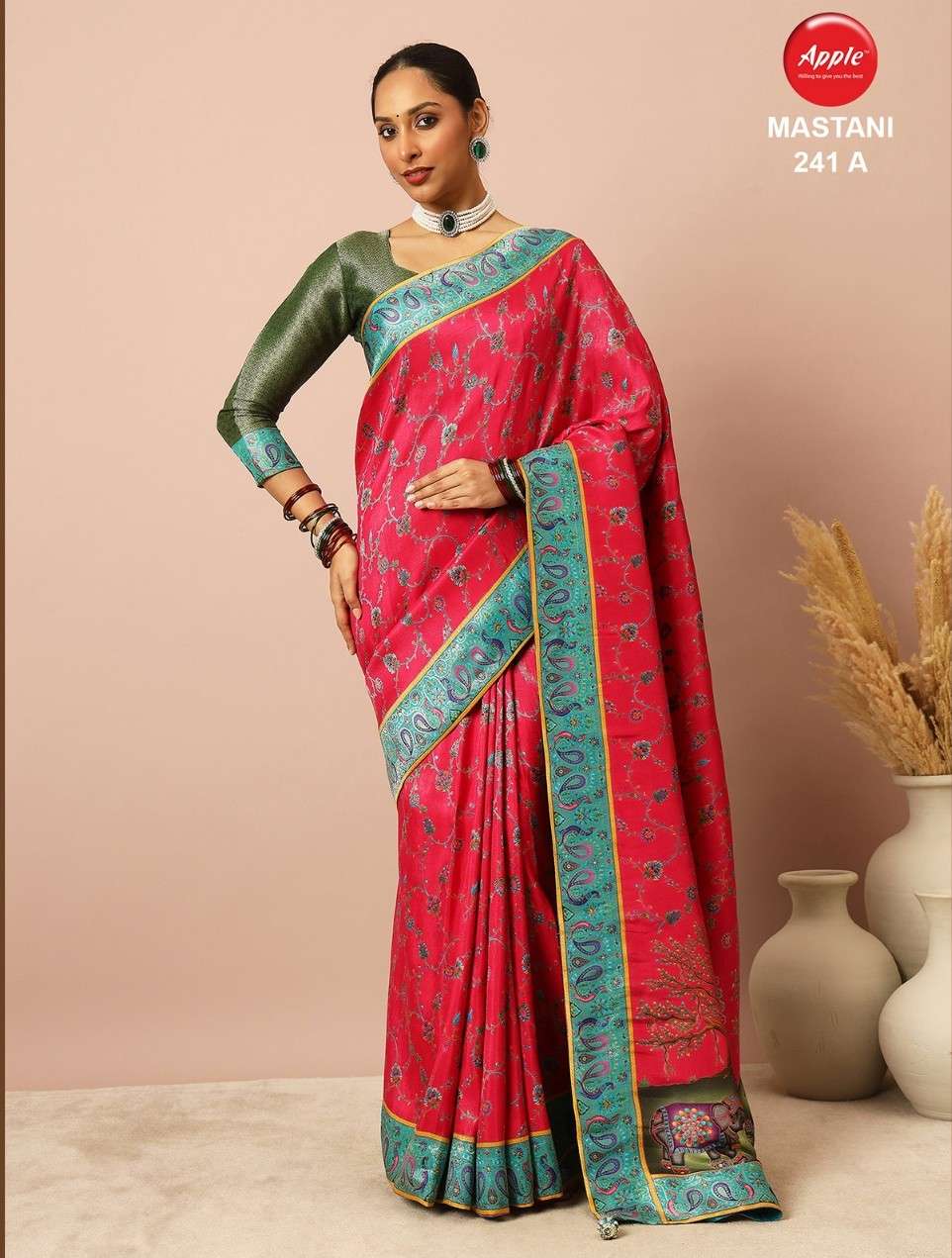 APPLE MASTANI SOFT AND PURE DOLA VISCOSE FABRIC SAREE WHOLES...