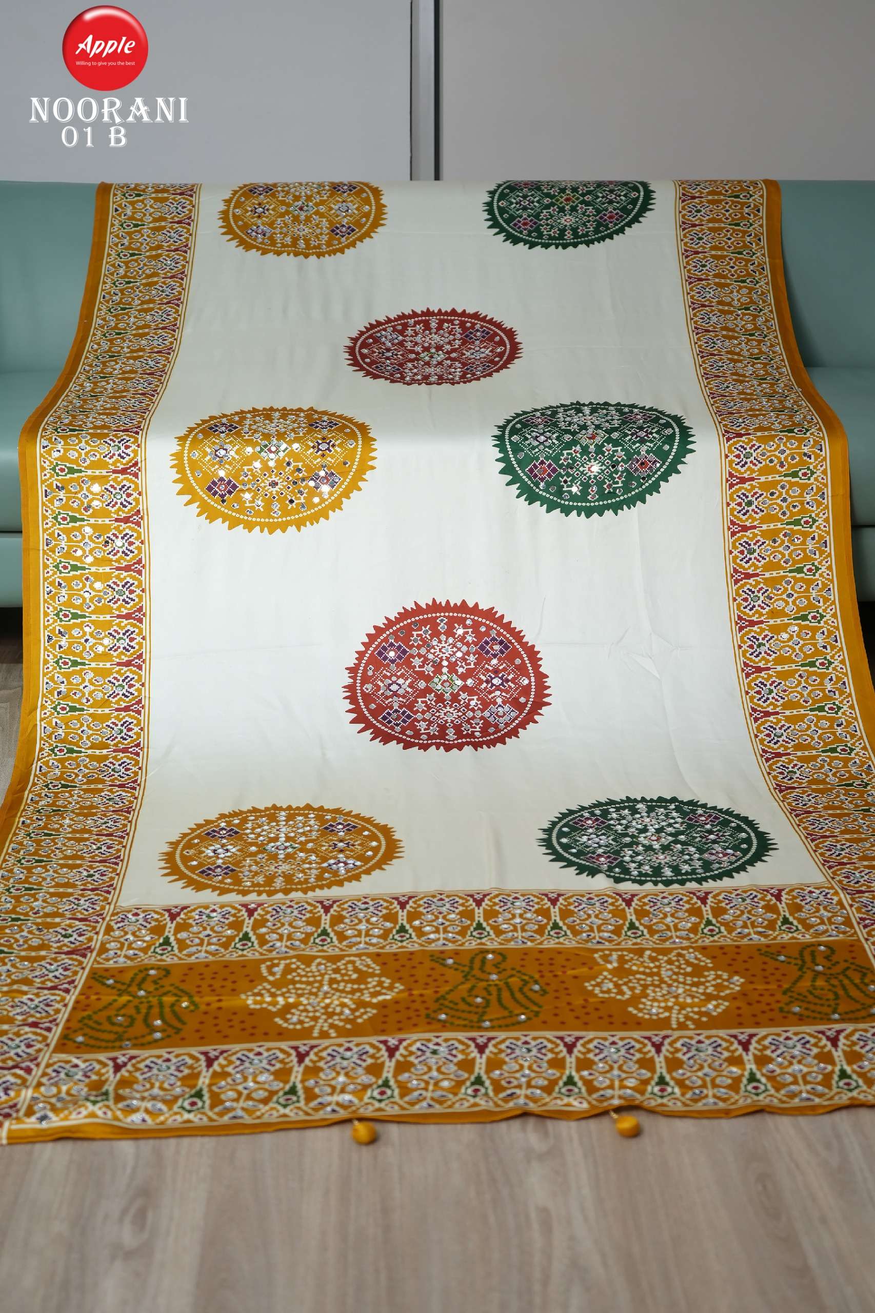  APPLE NOORANI 1 SHINY GAJI MODAL SATIN FANCY FABRIC WITH CI...