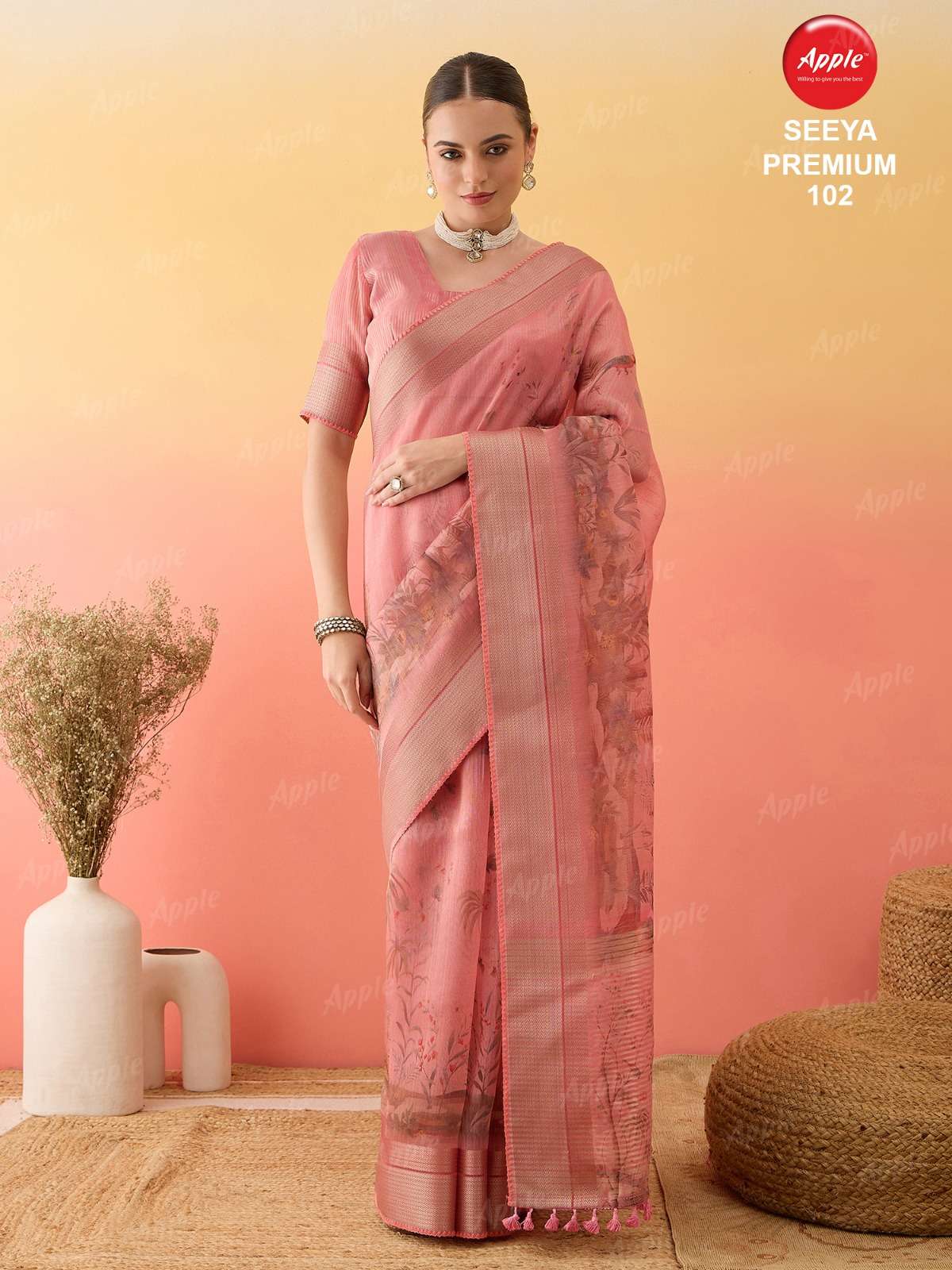 APPLE SEEYA PREMIUM VOL 01 SOFT ALD PURE LINEN FABRIC WITH F...