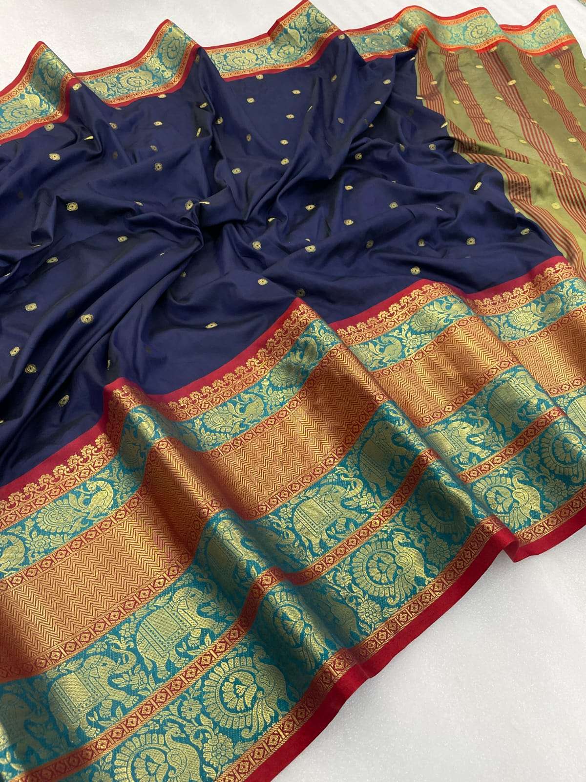 Aura Narayan Pattu Saree Pure Mercerised Cotton Lichi Silk f...