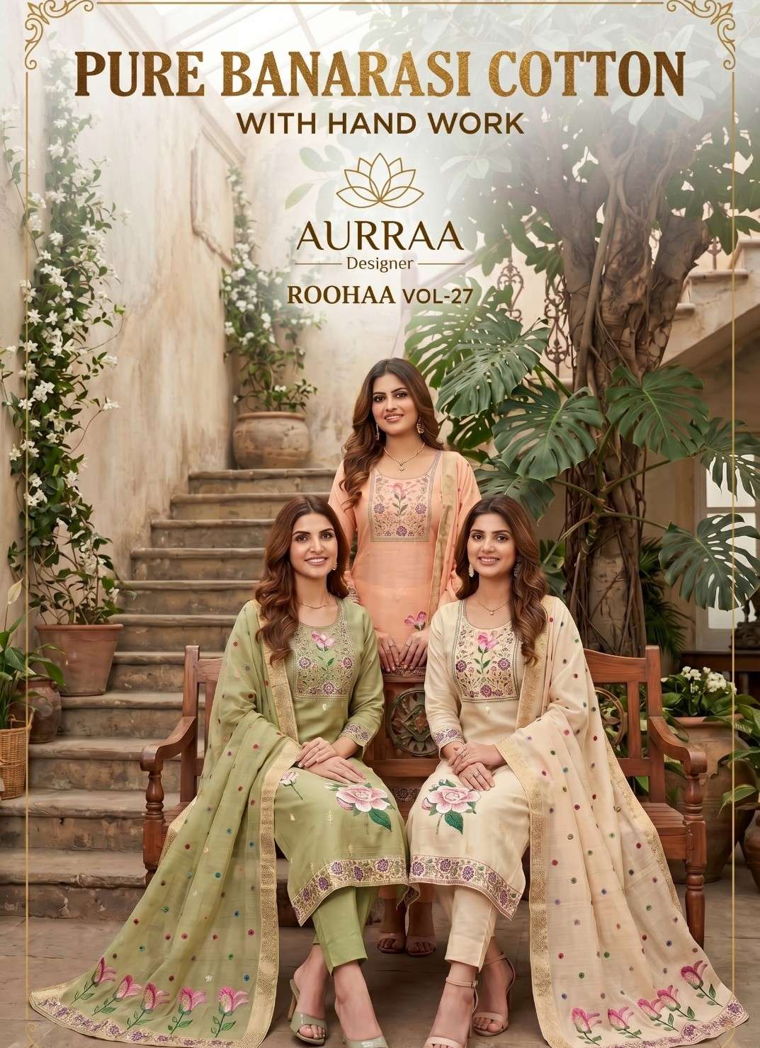 AURRAA DESIGNER ROOHAA VOL 27 SURAT BANARSHI COTTON SUIT BAN...