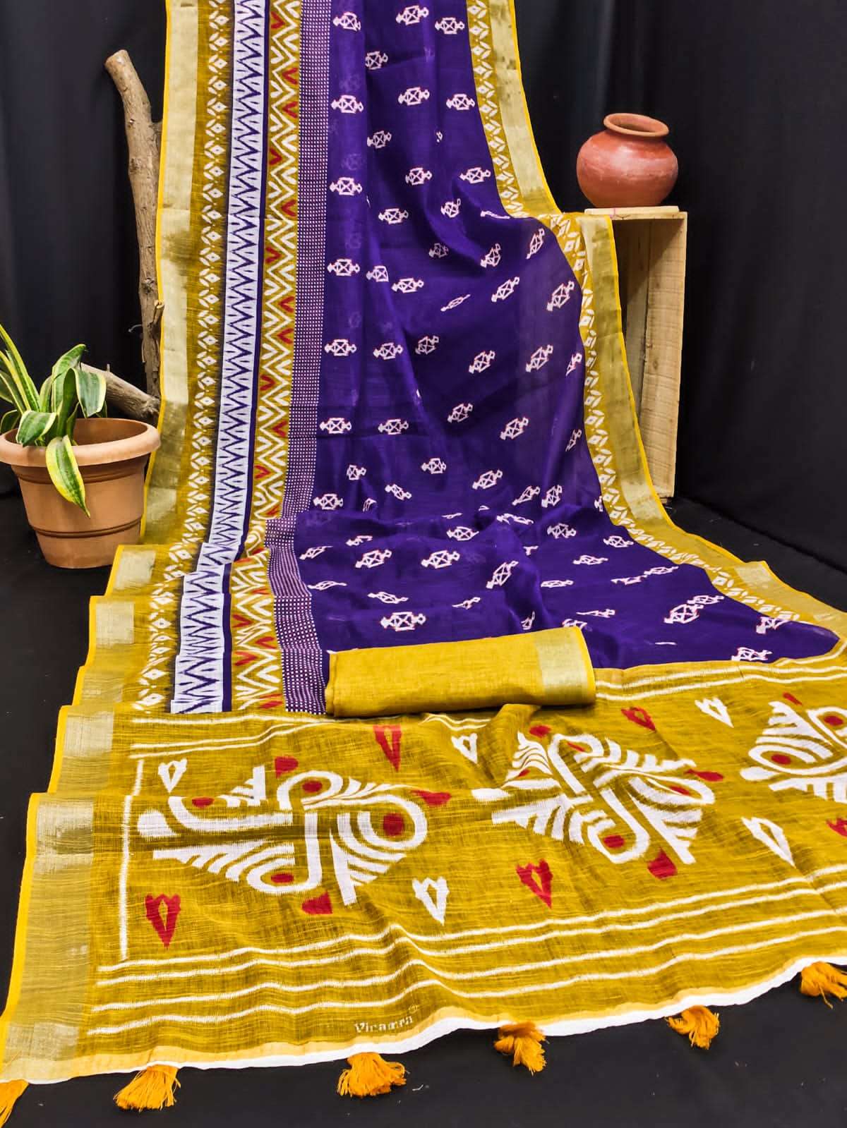 beautiful and Exclusive Ikkat fancy fabric saree wholesale i...