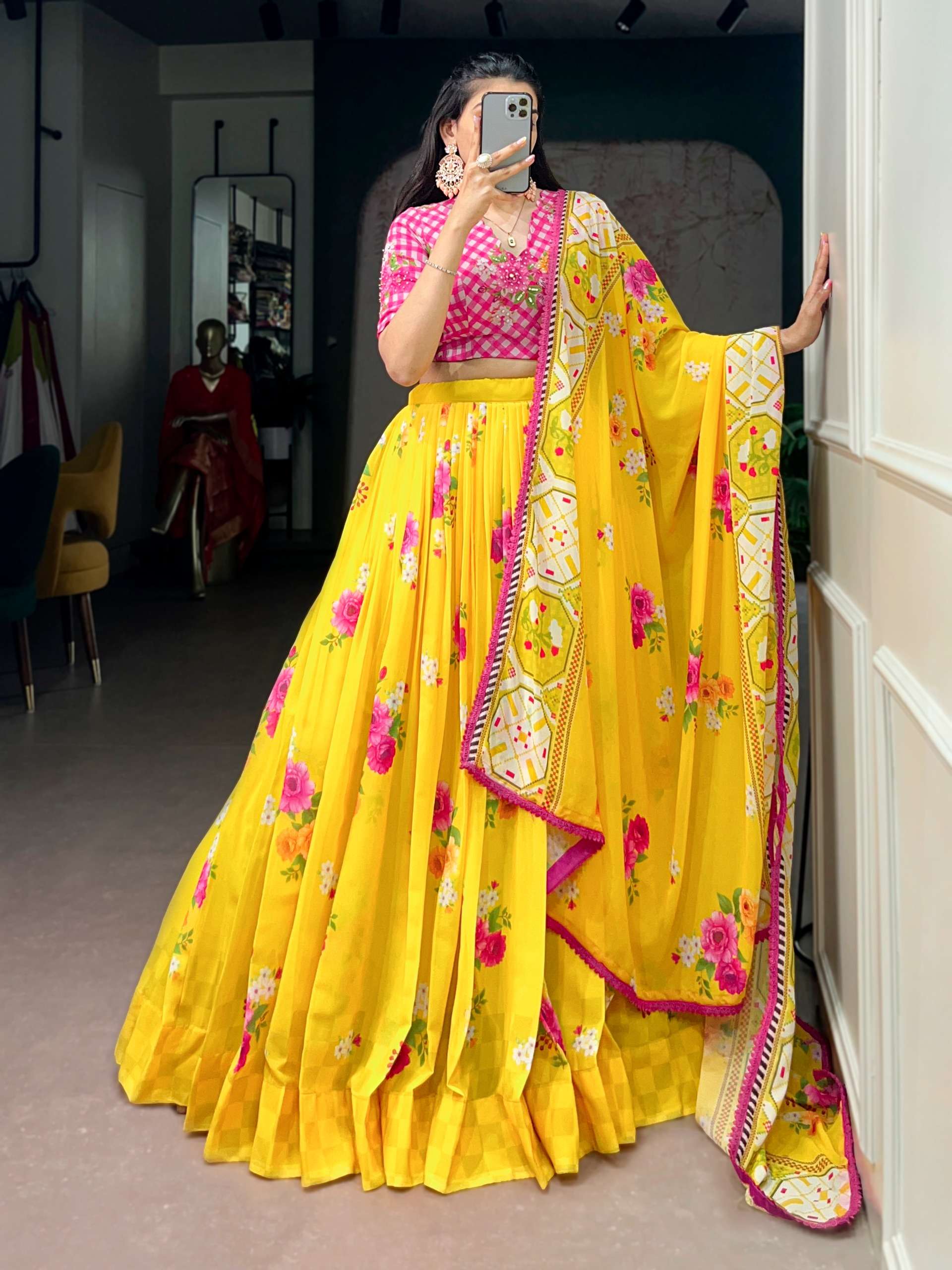  beautiful Floral printed Georgette fancy and elegant Fabri...