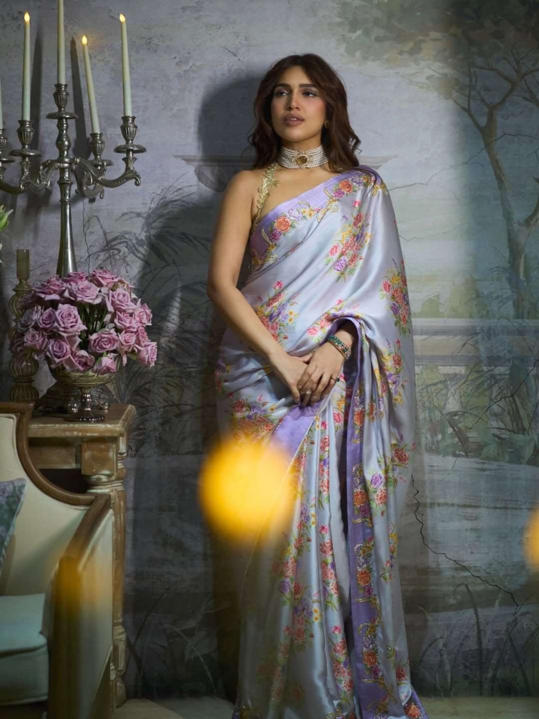  Bhumi pednekar fancy and soft and pure satin silk fabric wi...