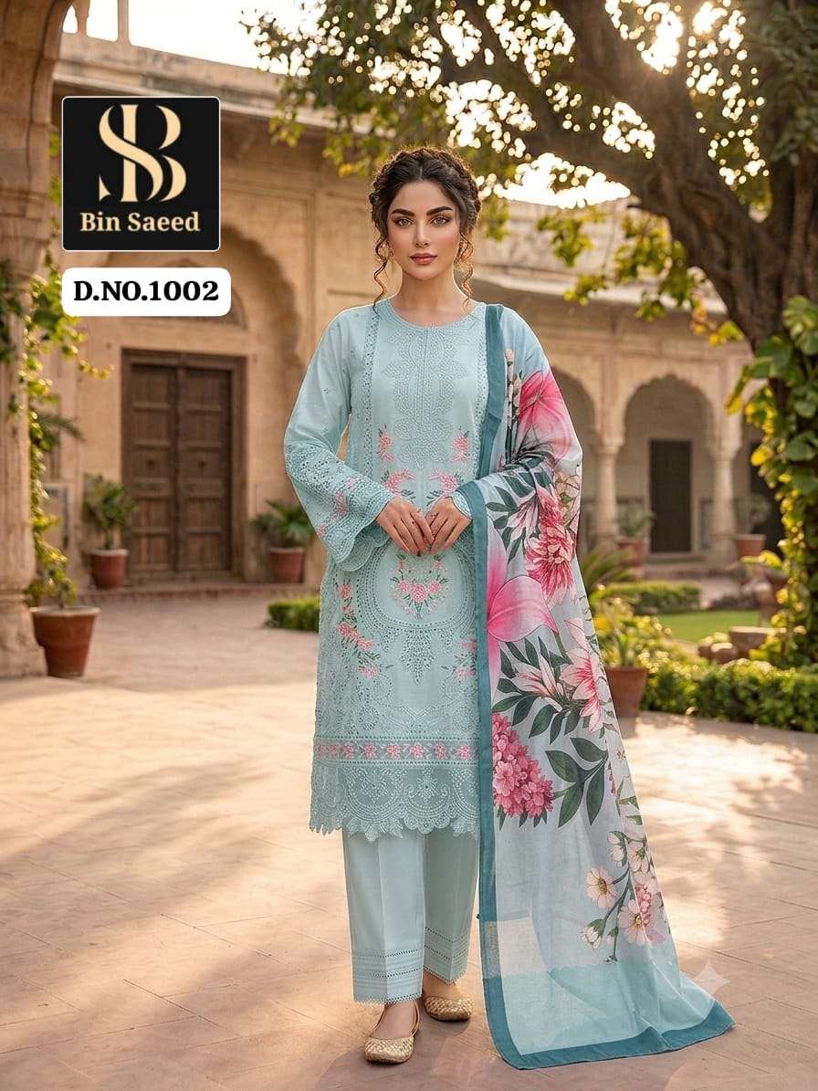 BIN SAEED FIRDOUS OMBRE 1002 TO 1006 PAKISTANI COTTON WITH C...