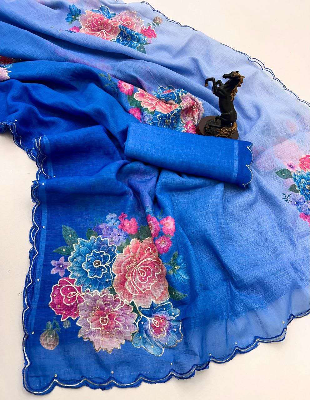 blue beautiful and elegant colour Original Linen soft flower...