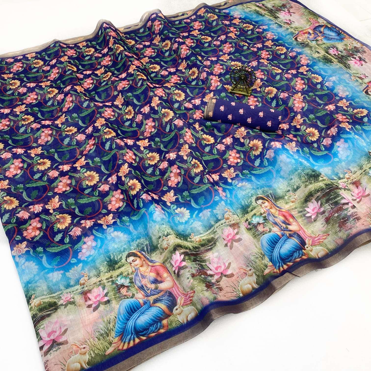 Chanderi Digital Soft Chanderi cotton fabric with beautiful ...