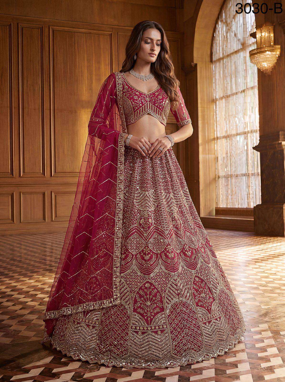classic and fantastic Bridal Net fancy fabric partywear Lehe...