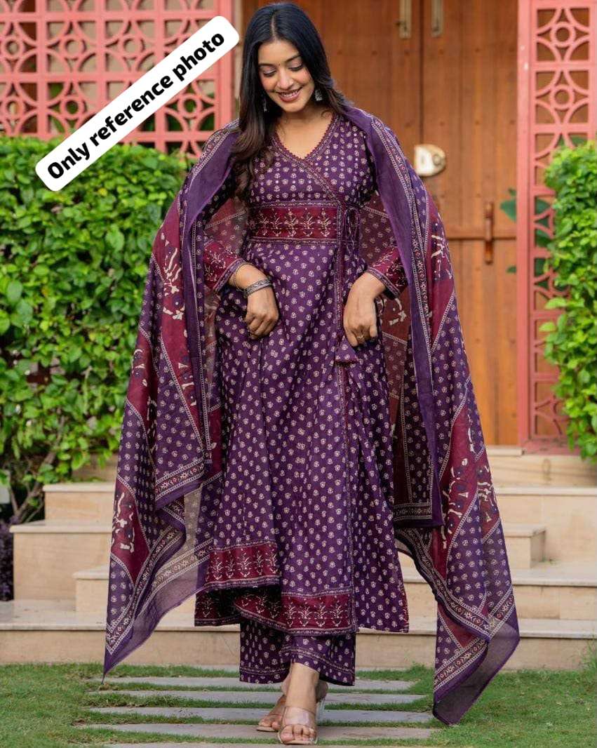 CLASSIC LOOK COTTON ANARKALI KURTI 3 PIECE COLLECTION EXPORT...