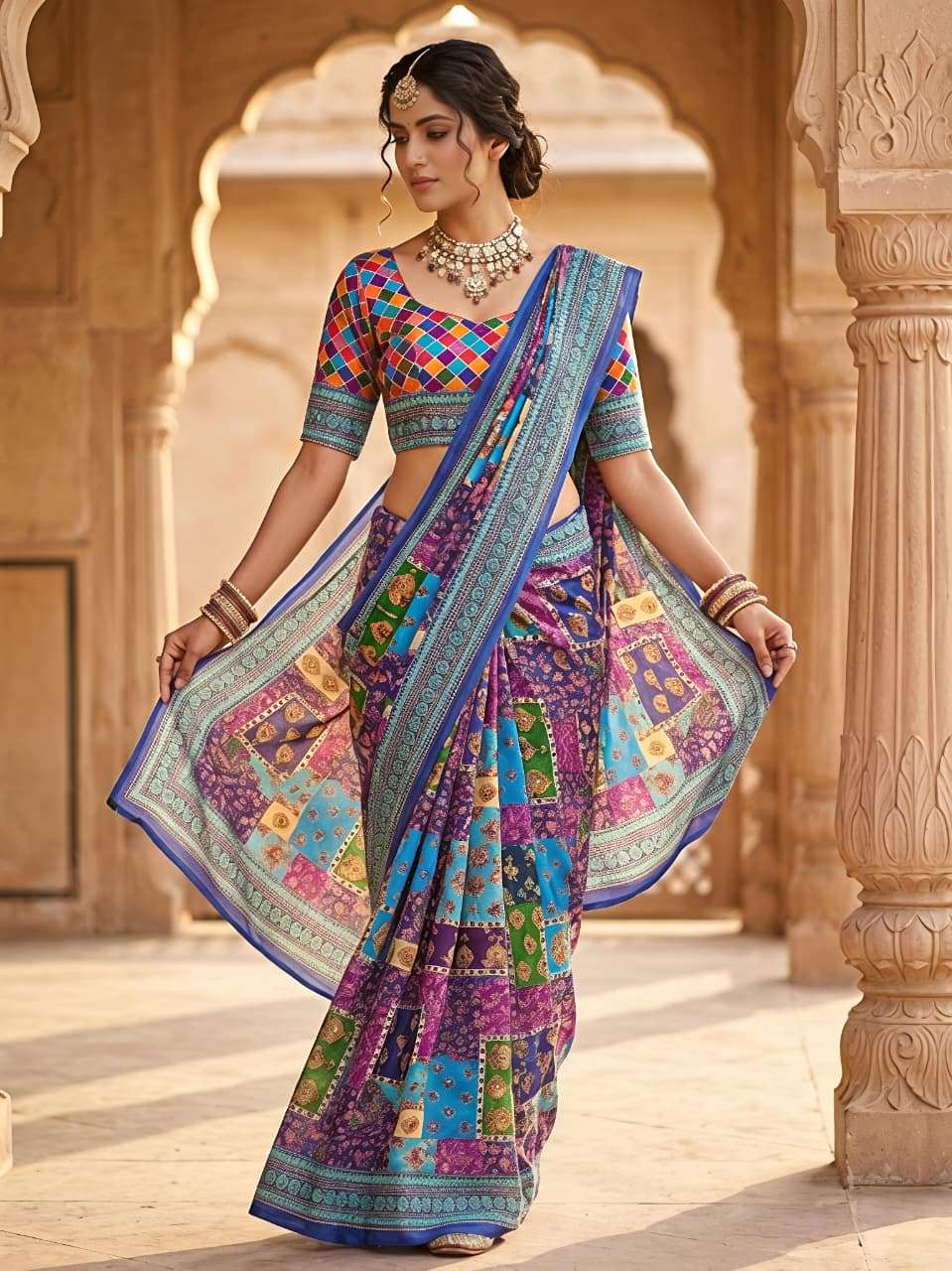CLASSIC MIRROR GEORGETTE HEAVY GEORGETTE FABRIC WITH BEAUTIF...