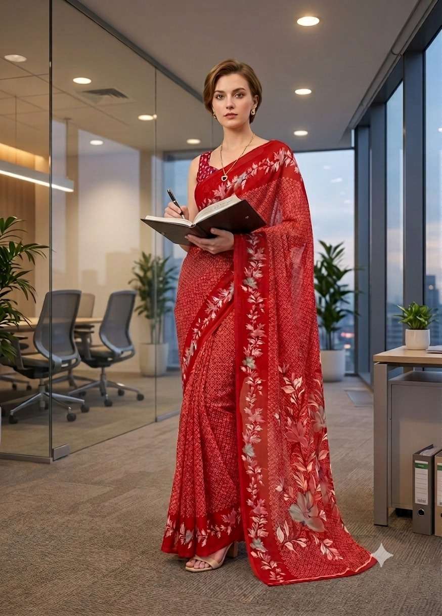  Corporate Chic Exclusive Quest Georgette With Weaving Patte...